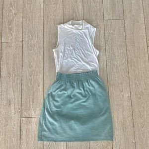 Light blue high waist skirt with pockets
